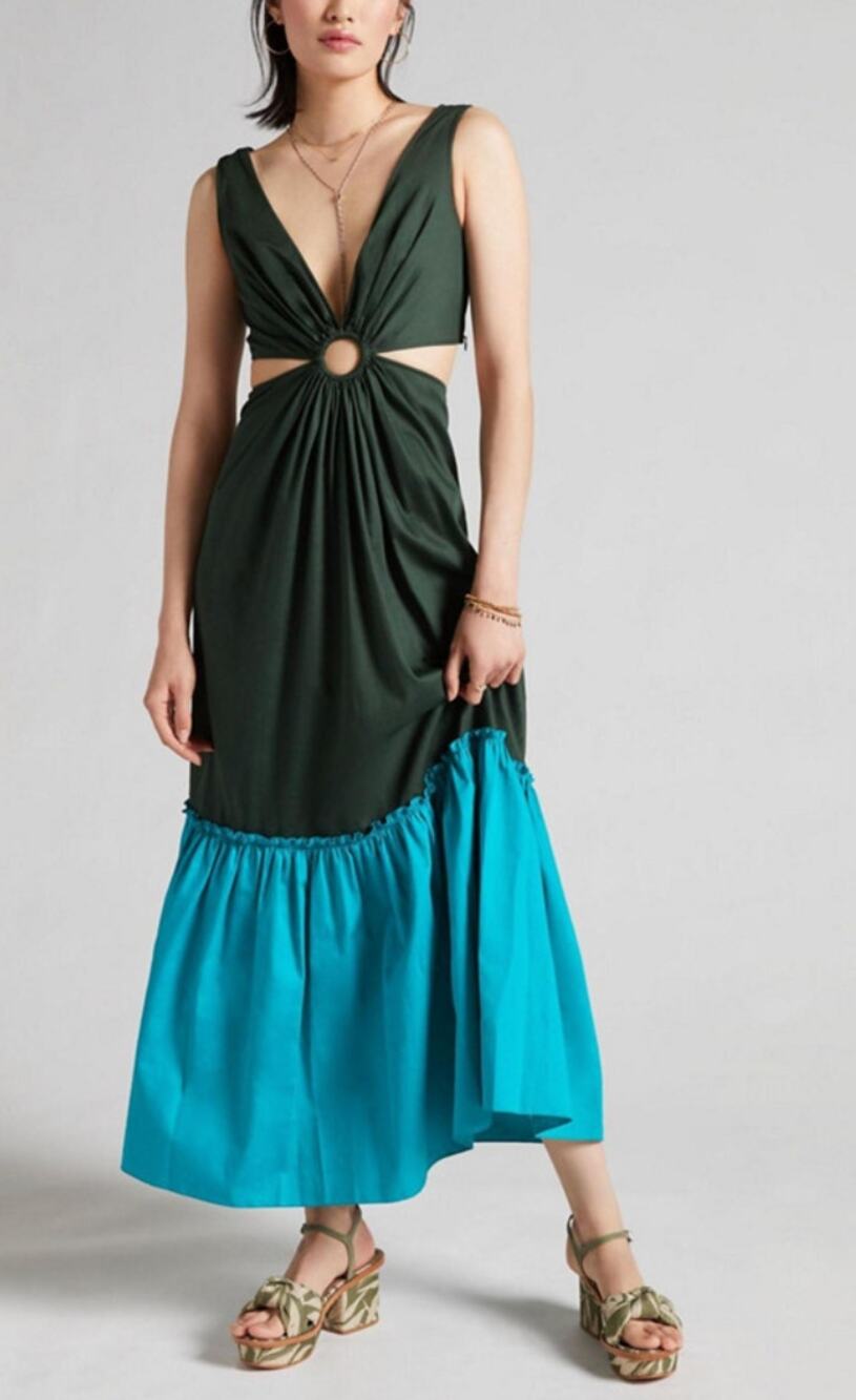 Geisha Designs Flounced Cut-Out Maxi Dress size 6